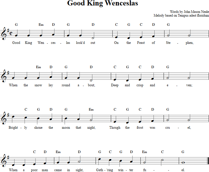 Good King Wenceslas Recorder Sheet Music