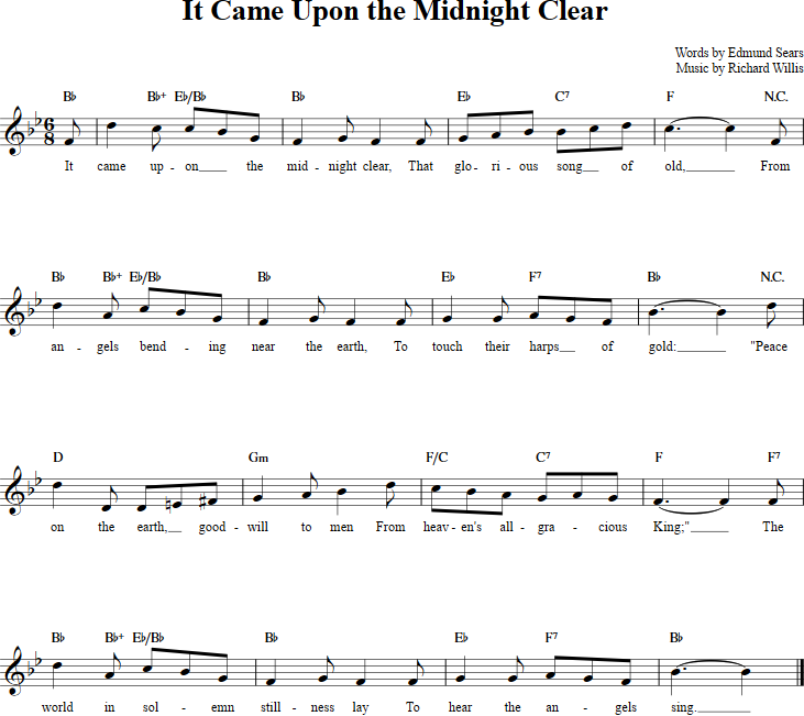 It Came Upon the Midnight Clear Recorder Sheet Music