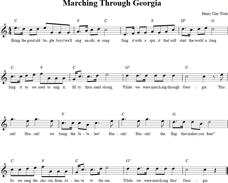 Marching Through Georgia Recorder Sheet Music