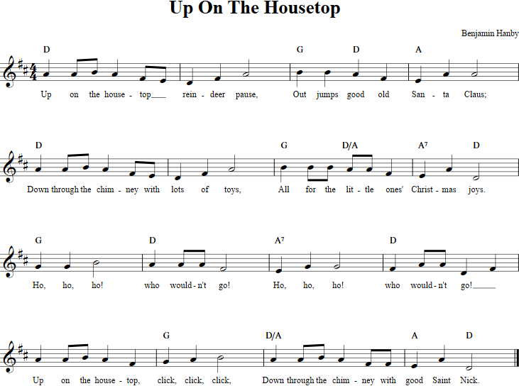 Up on the Housetop Recorder Sheet Music
