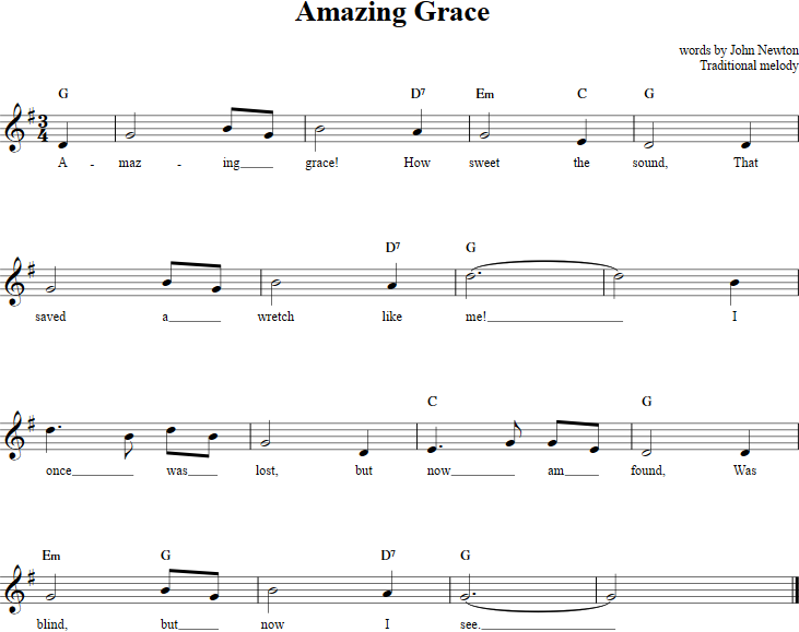 Amazing Grace Recorder Sheet Music
