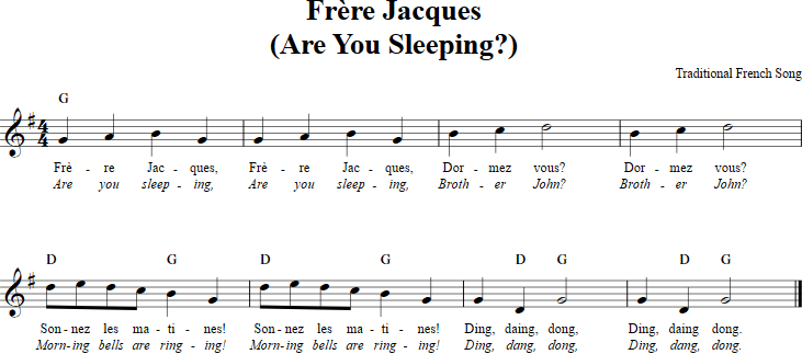 Frere Jacques Recorder Sheet Music