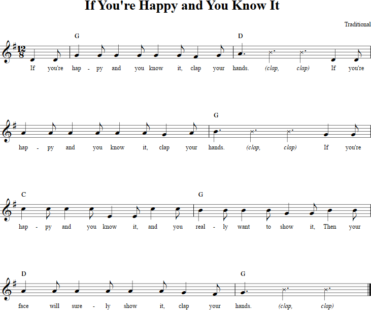 If You're Happy and You Know It Recorder Sheet Music