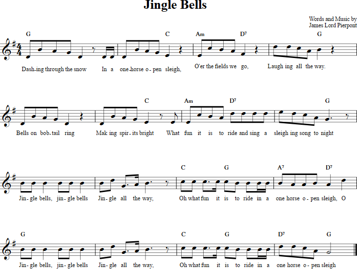 Jingle Bells Recorder Sheet Music