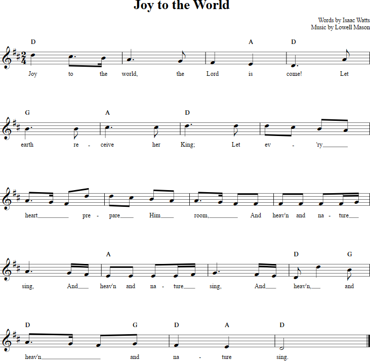 Joy to the World Recorder Sheet Music