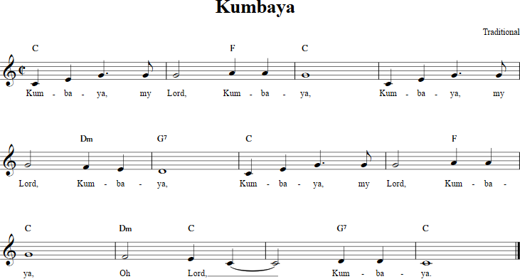 Kumbaya Recorder Sheet Music