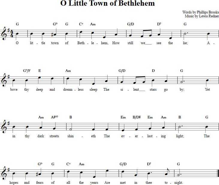 O Little Town of Bethlehem Recorder Sheet Music