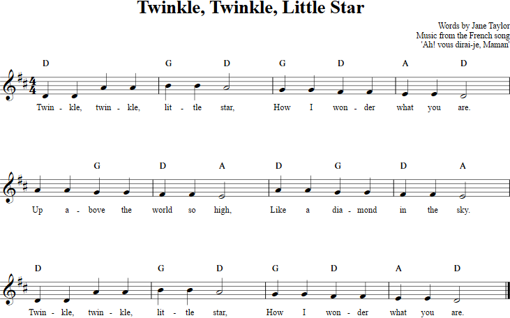 Twinkle, Twinkle, Little Star Recorder Sheet Music